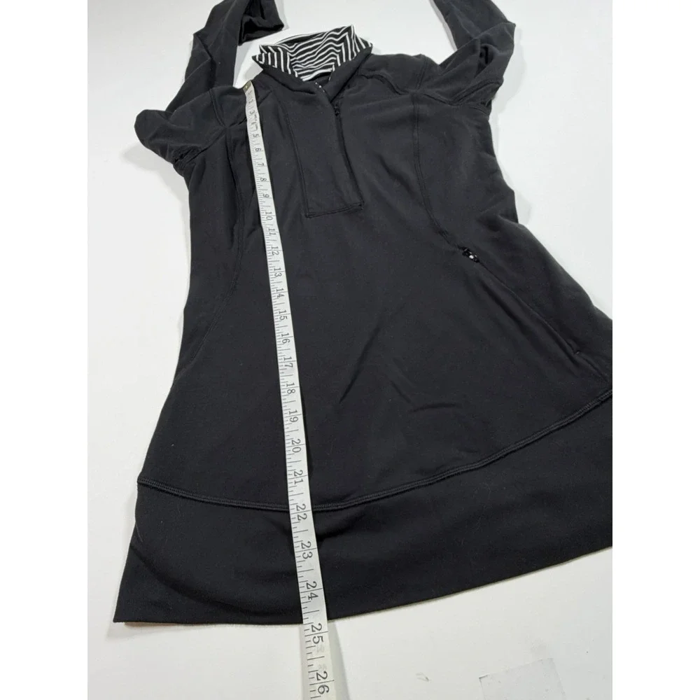 Lululemon Womens Think Fast Pullover Black White Parallel Stripe 1/2 Zip Size 6